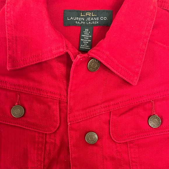Vintage NWT - Ralph Lauren Red Denim Jacket - Size XS - Picture 3 of 4